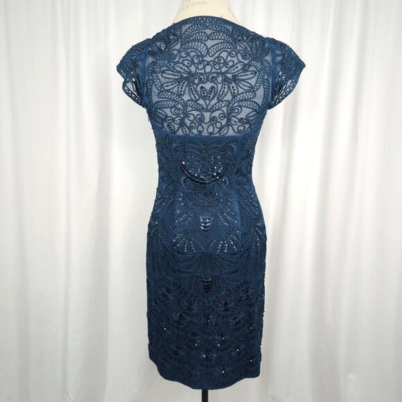 Vintage Sue Wong Sequin Dress 4 Small Blue Formal Bead - Picture 6 of 9